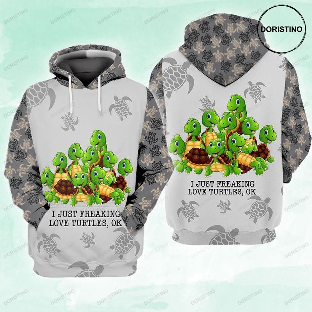 Turtles Cartoon I Just Freaking Love Turtle Ok 1 All Over Print Hoodie