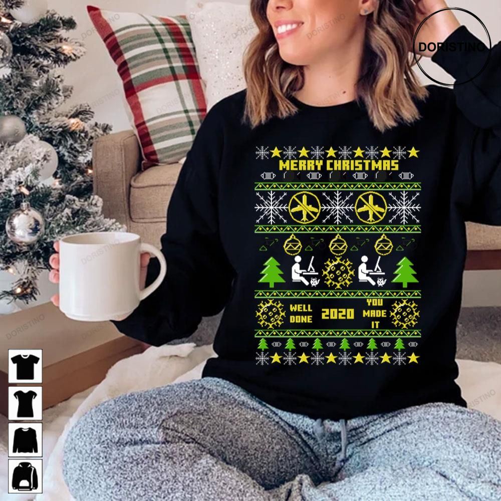 Well Done 2020 You Made It Merry Christmas Knit Pattern Limited Edition T-shirts