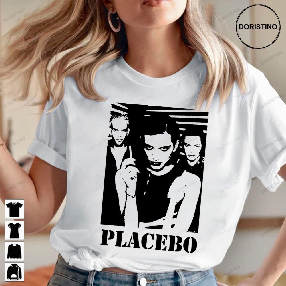White And Black Art Placebo Rock Members Limited Edition T-shirts