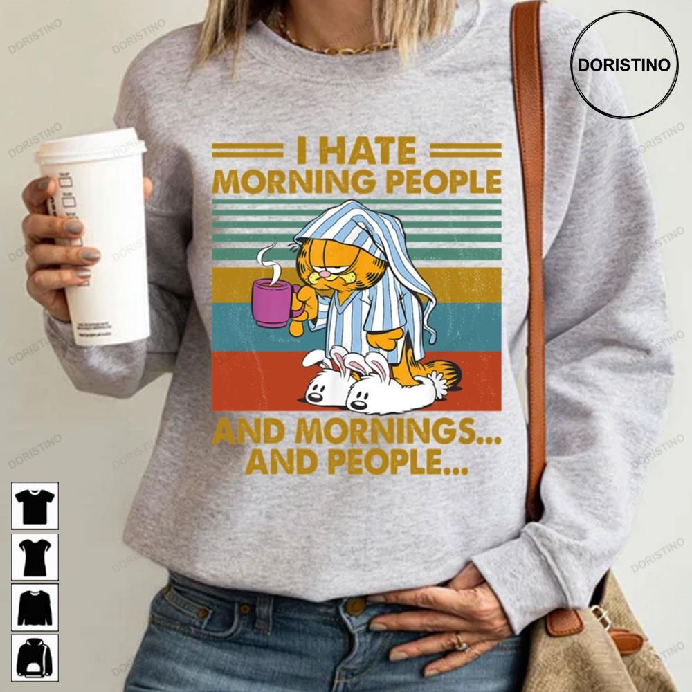 I Hate Morning People And Mornings And People Coffee Garfield Retro Limited Edition T-shirts