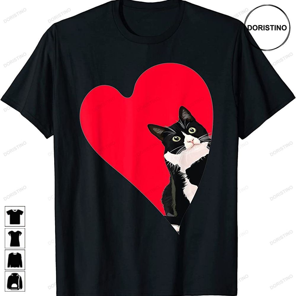 Tuxedo Cat Valentine Heart For Kitten And Animal Lovers Awesome Shirts