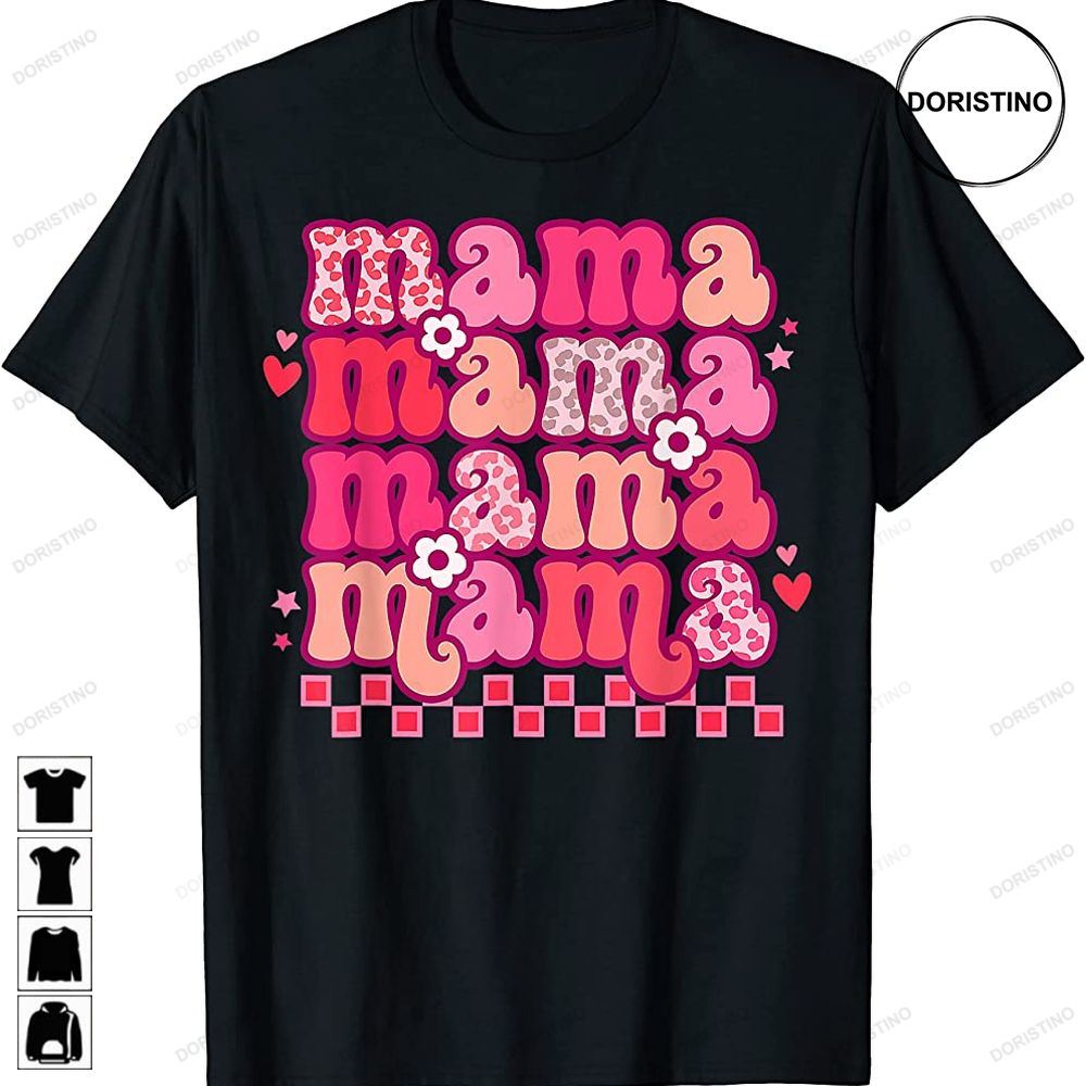 Valentine Day Mama Retro Leopard Family Matching Boho Trending Style