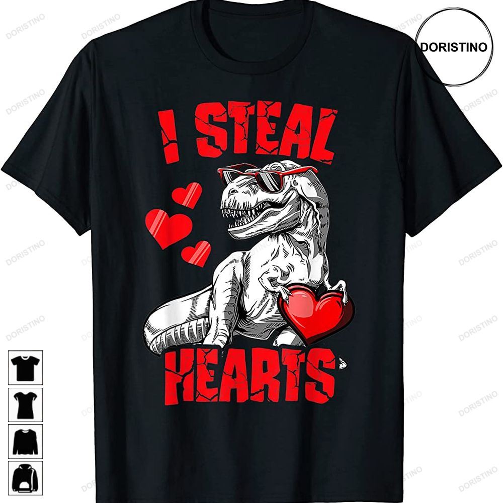 Valentines Boys Day Kids Dinosaur T Rex Lover I Steal Hearts Limited Edition T-shirts