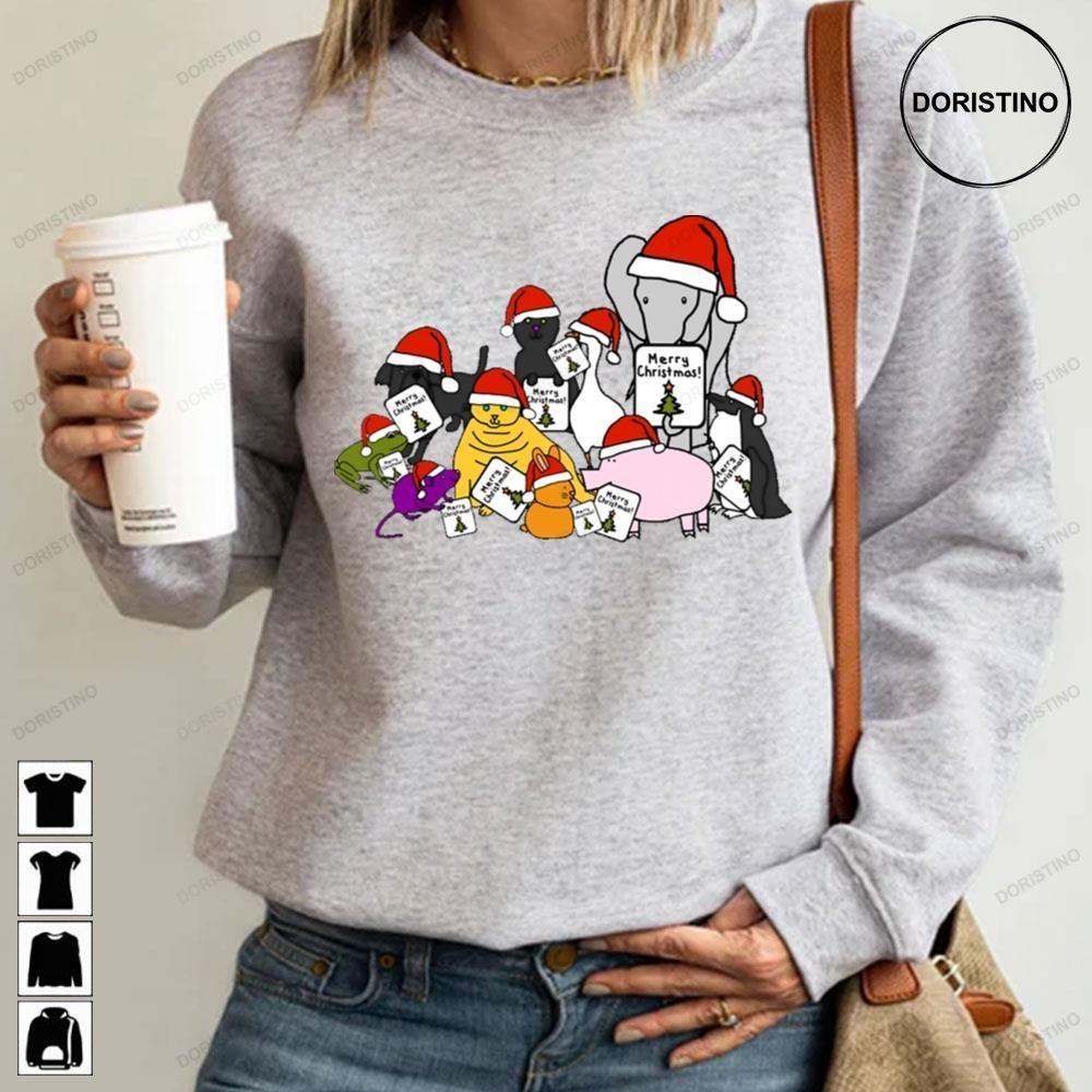 Cute Animals Say Merry Christmas 2 Doristino Limited Edition T-shirts