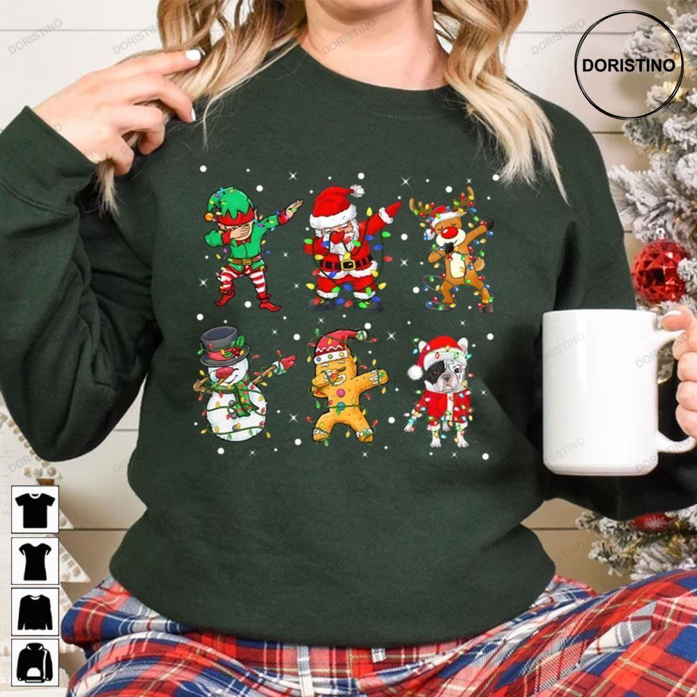 Dabbing Dab Santa Elf Frenchie French Bulldog Dog Friends Christmas Lights 3 Doristino Awesome Shirts