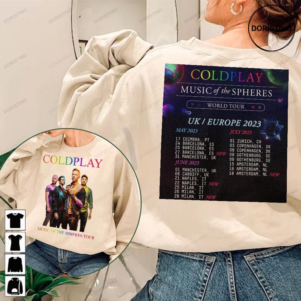 Coldplay Music Of The Spheres Tour 2023 Double Sided World Tour Music 2023 Graphic Tee Unisex Trending Style