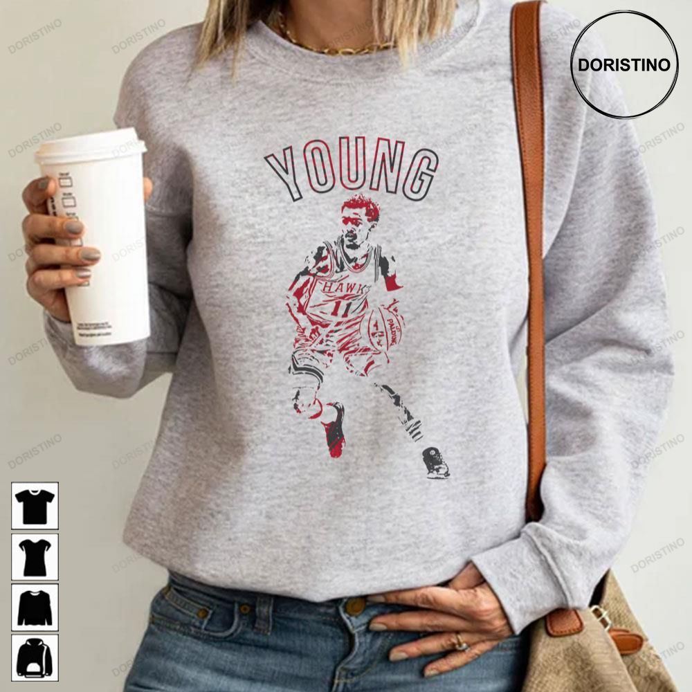 Digital Art Of Trae Young Vintage Graphic Basketball Awesome Shirts