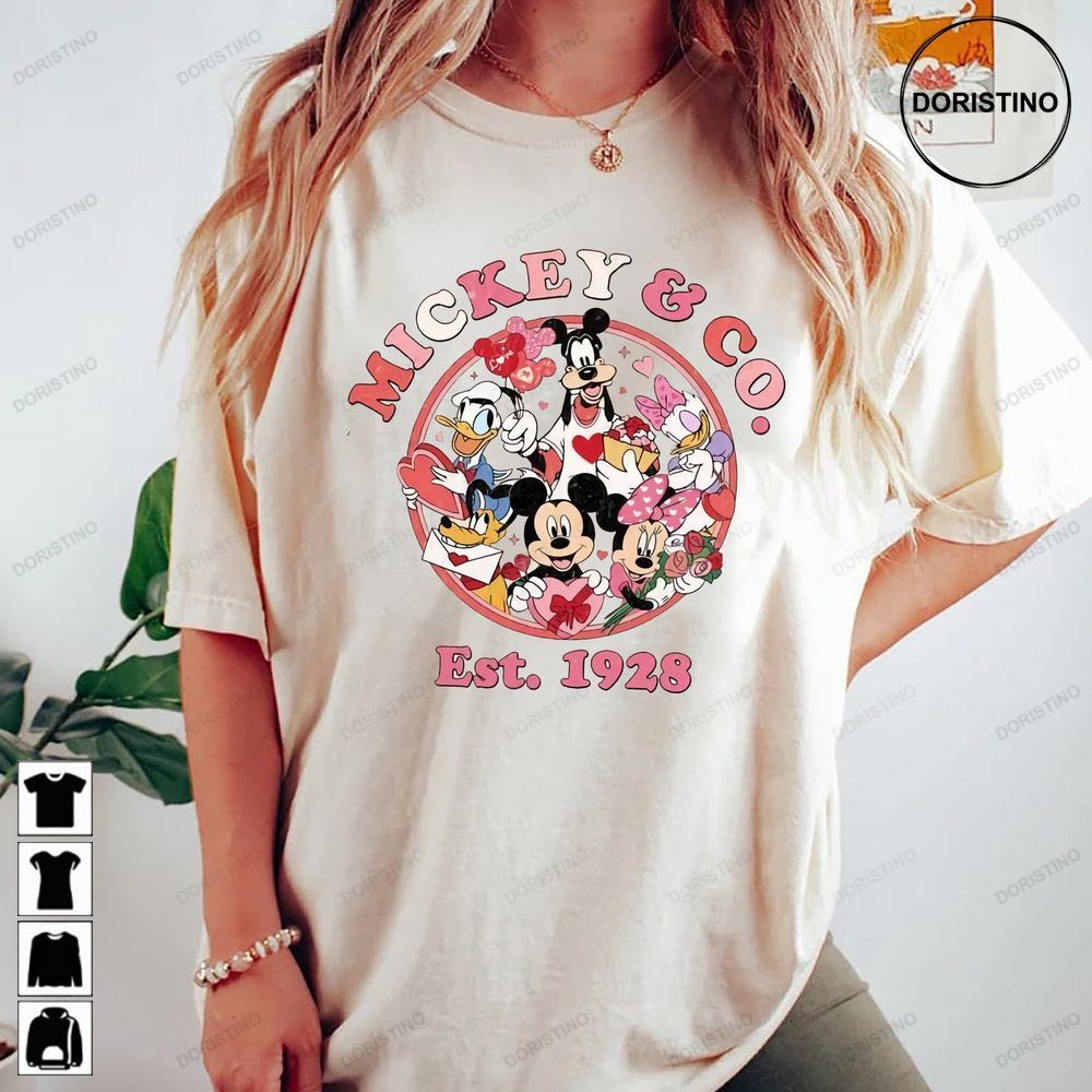 Vintage Mickey Co Est 1928 Valentine Disney Comfort Limited Edition T-shirts