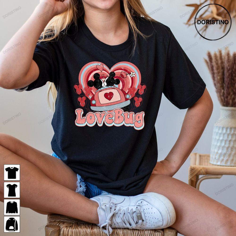 Vintage Mickey Minnie Love Bug Valentine Retro Disney Limited Edition T-shirts