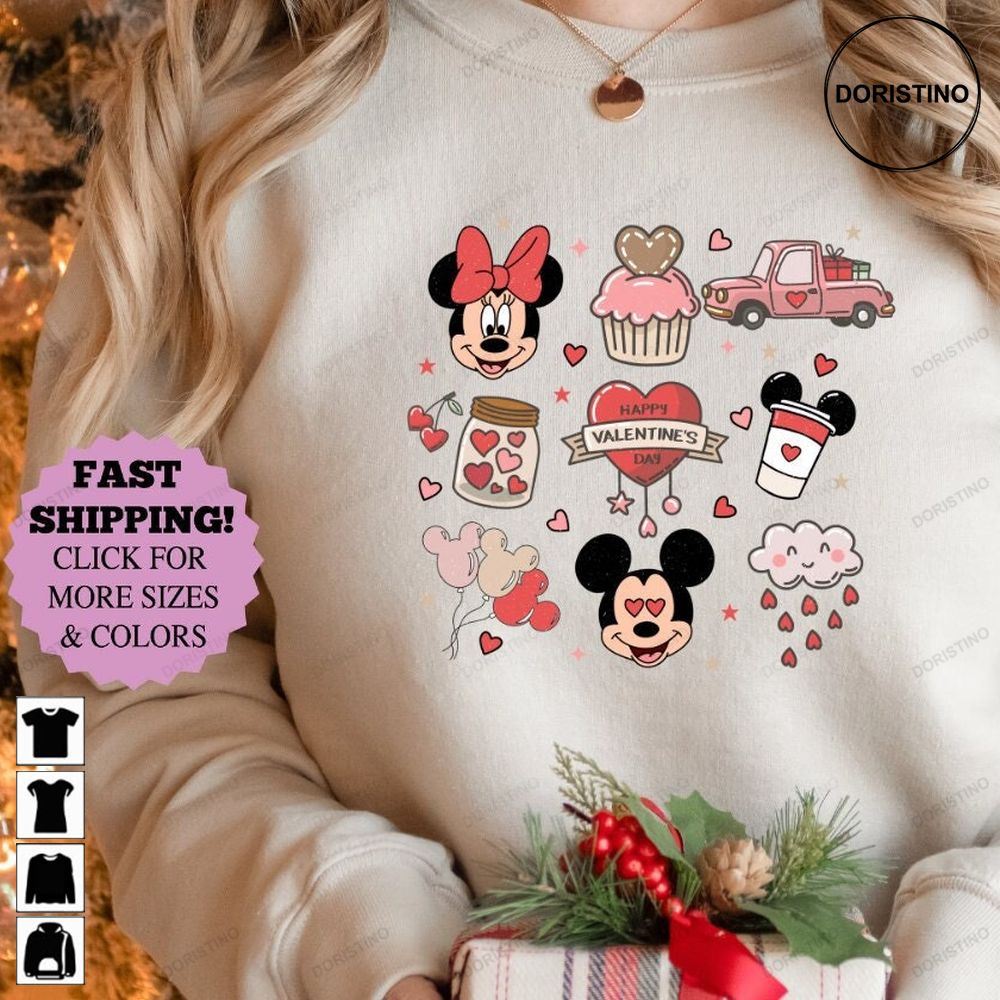 Vintage Mickey Minnie Valentine Retro Disney Valentine Art Limited Edition T-shirts