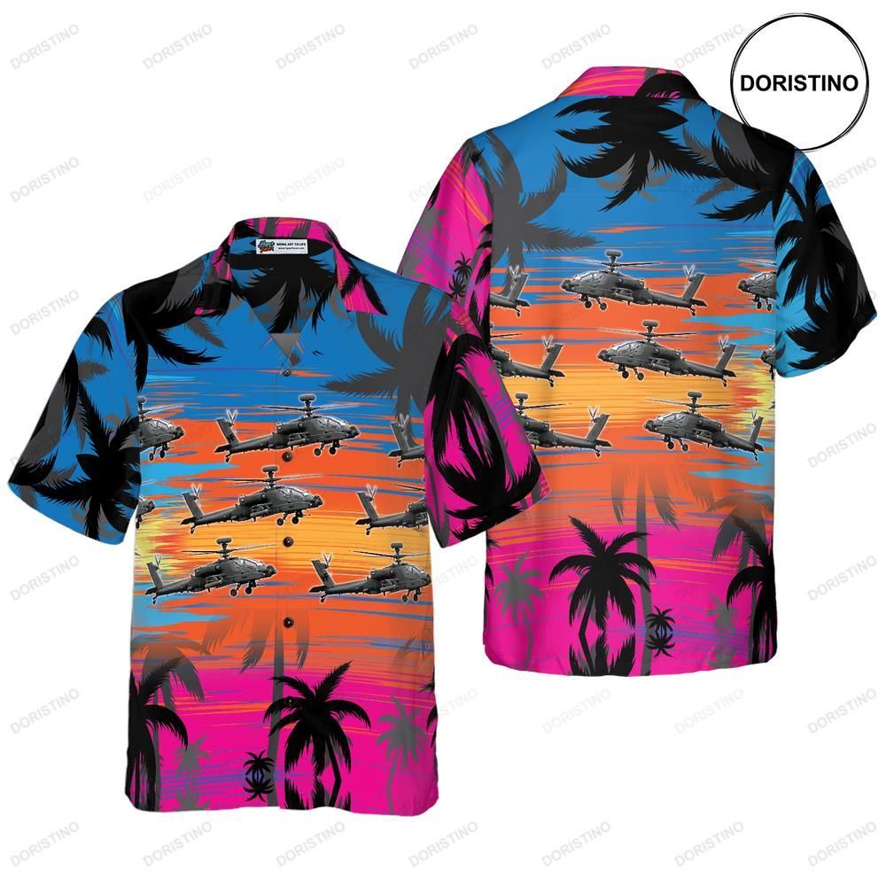 Helicopter Flies Dawn Sky Limited Edition Hawaiian Shirt