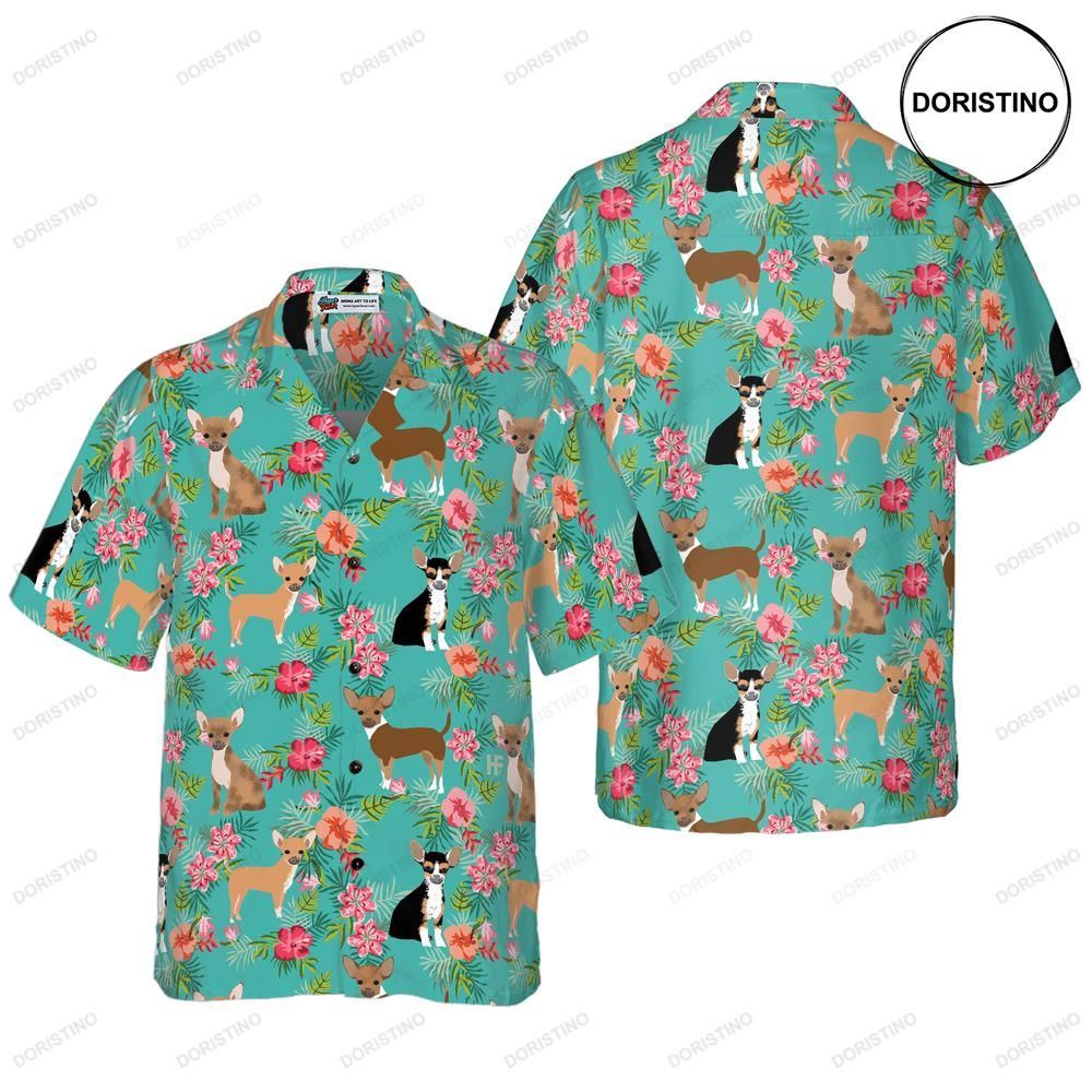 Hibiscus Floral Chihuahua For Men Awesome Hawaiian Shirt