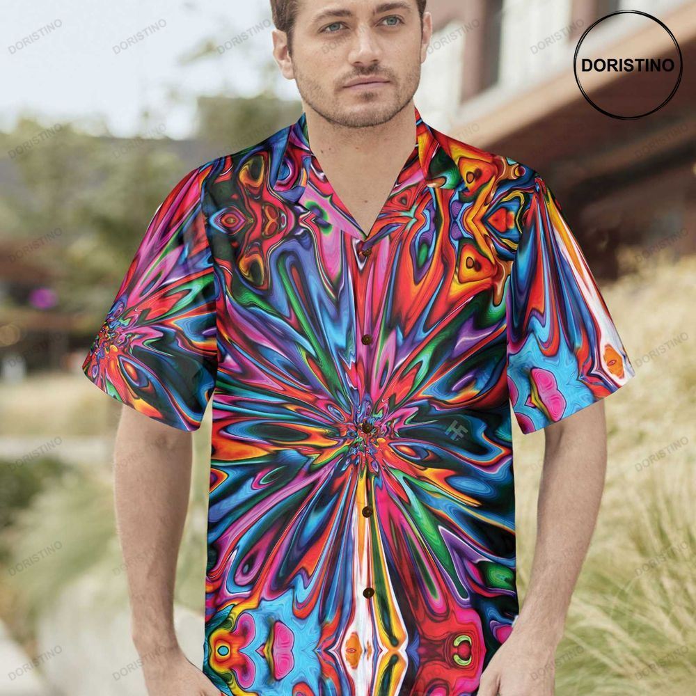Hippie Colorful Kaleidoscope Abstract Hippie Ar Unique Hippie Gift Awesome Hawaiian Shirt