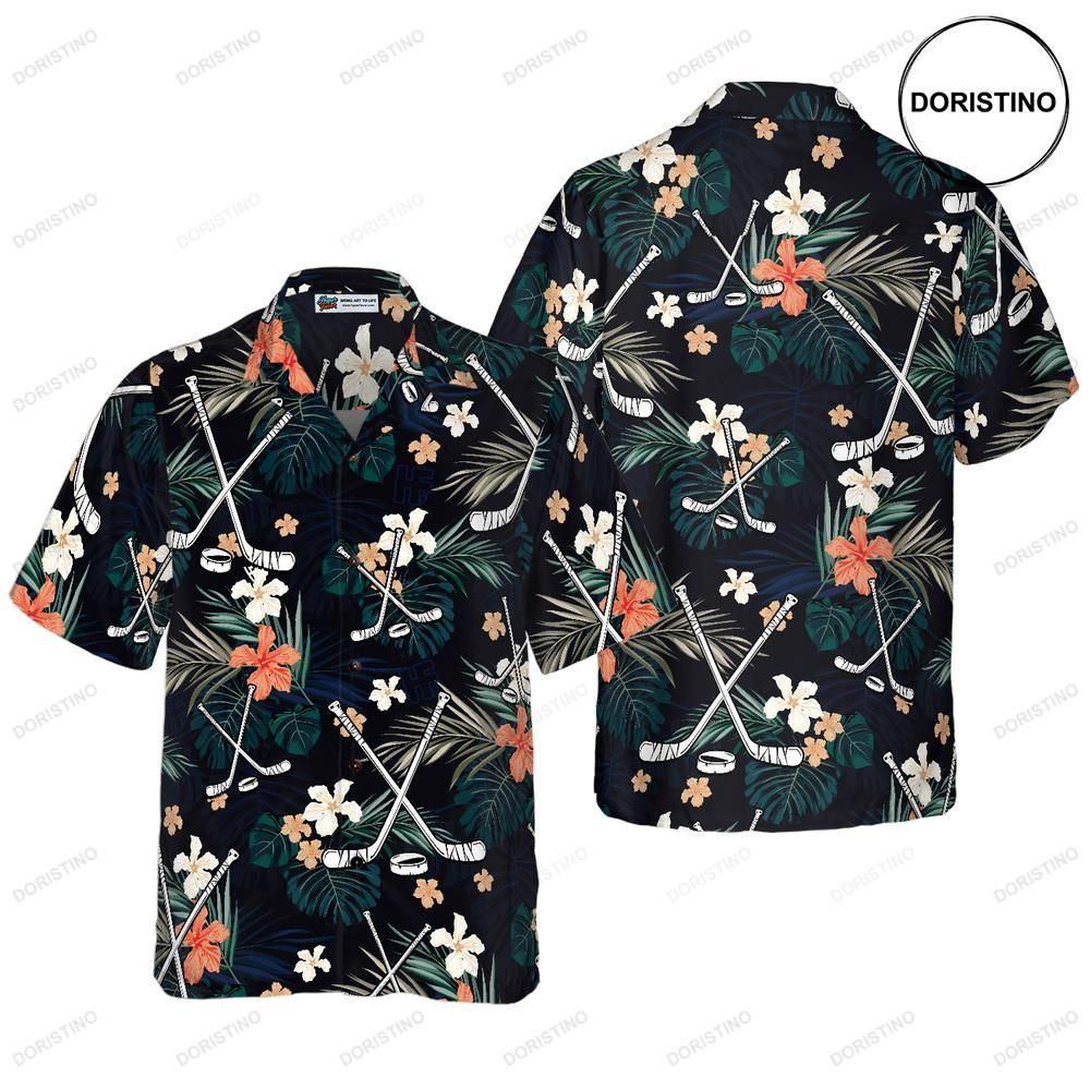 Hockey Tropical Black Blue Limited Edition Hawaiian Shirt