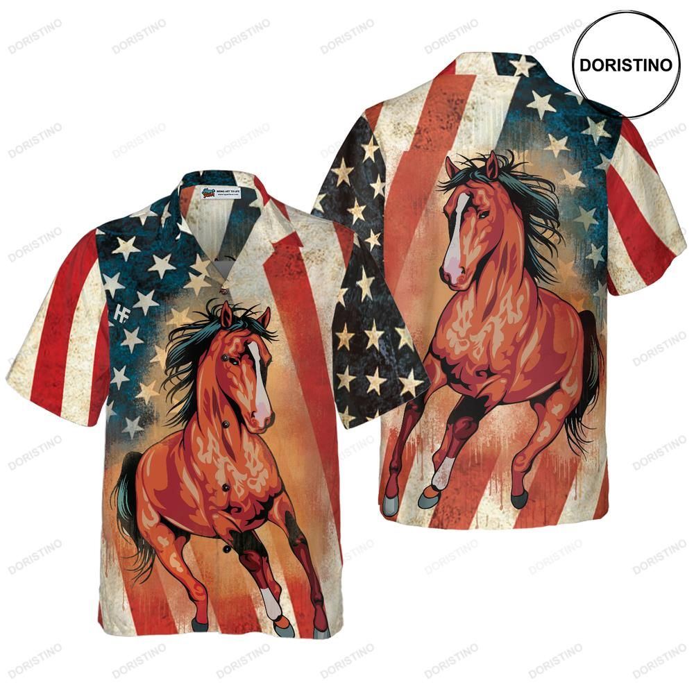 Horse American Flag Limited Edition Hawaiian Shirt