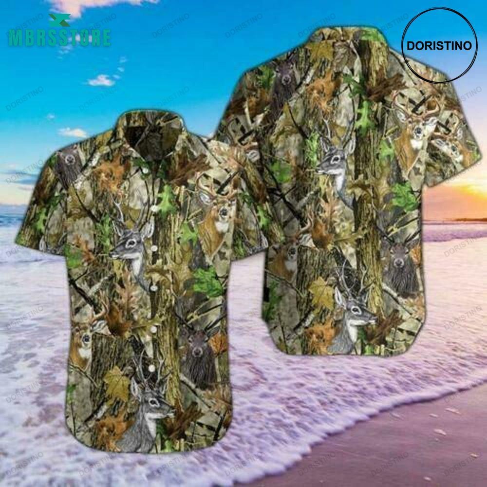 Hunting Camo Deer Aloha Funny Deer Tropical Hawaiian Shirt