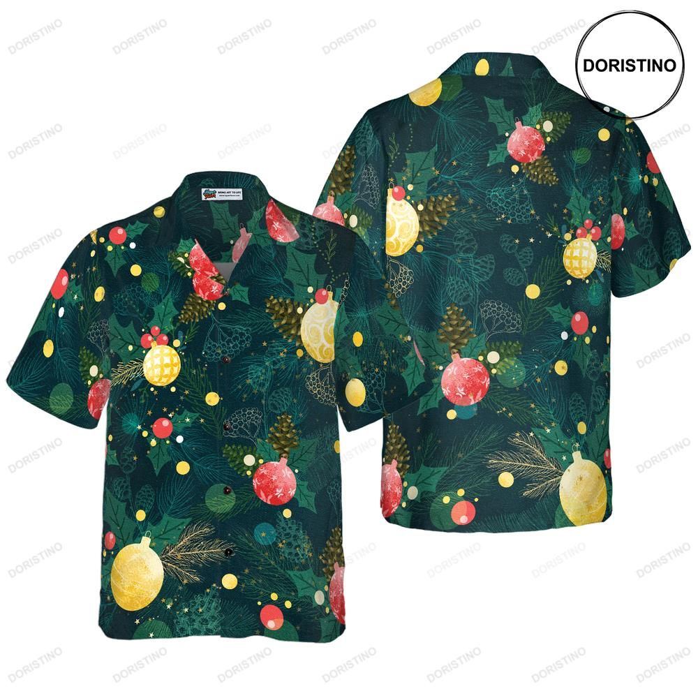 Hyperfavor Christmas Christmas Ball Ornaments Pattern Short Sleeve Christmas S Limited Edition Hawaiian Shirt