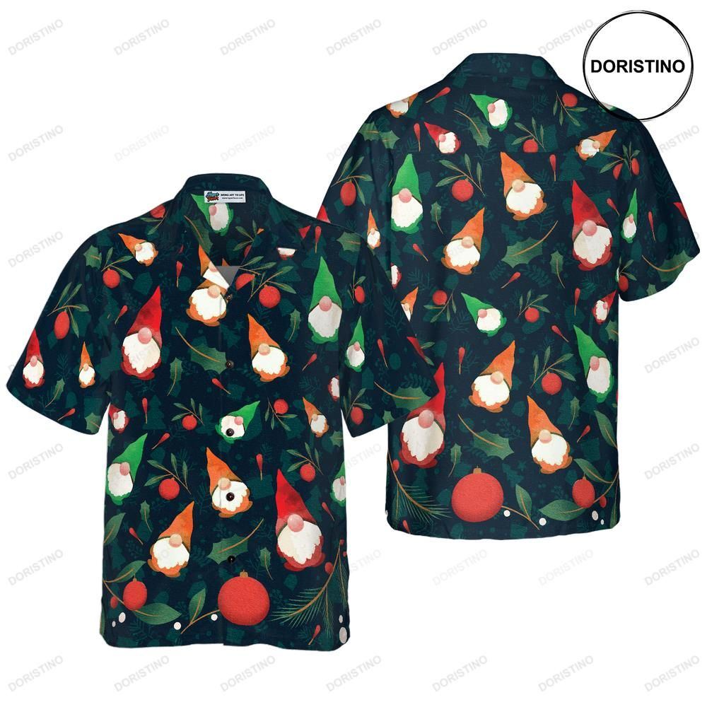 Hyperfavor Christmas Christmas Gnome Pattern Short Sleeve Christmas Idea Limited Edition Hawaiian Shirt