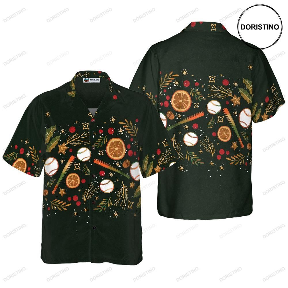 Hyperfavor Christmas For Men And Women Christmas Baseball Pattern But Awesome Hawaiian Shirt