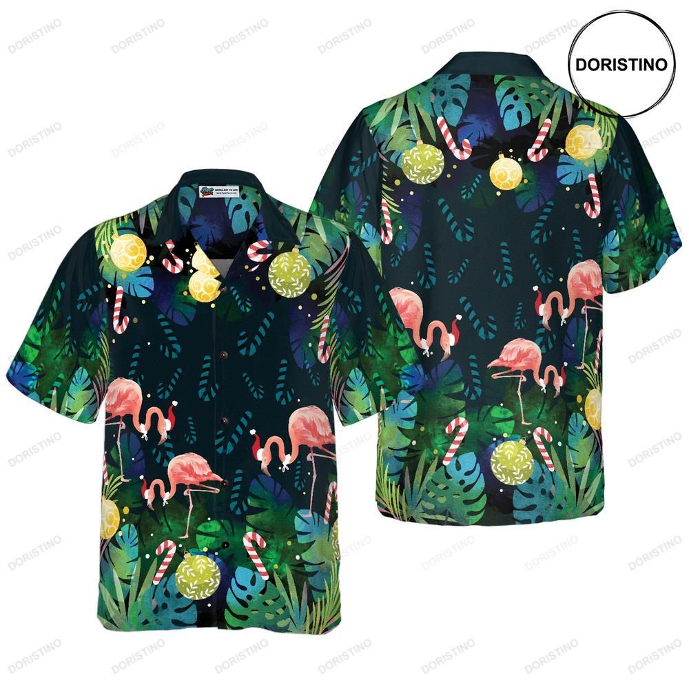 Hyperfavor Christmas For Men And Women Christmas Flamingo Tropical Bu Awesome Hawaiian Shirt