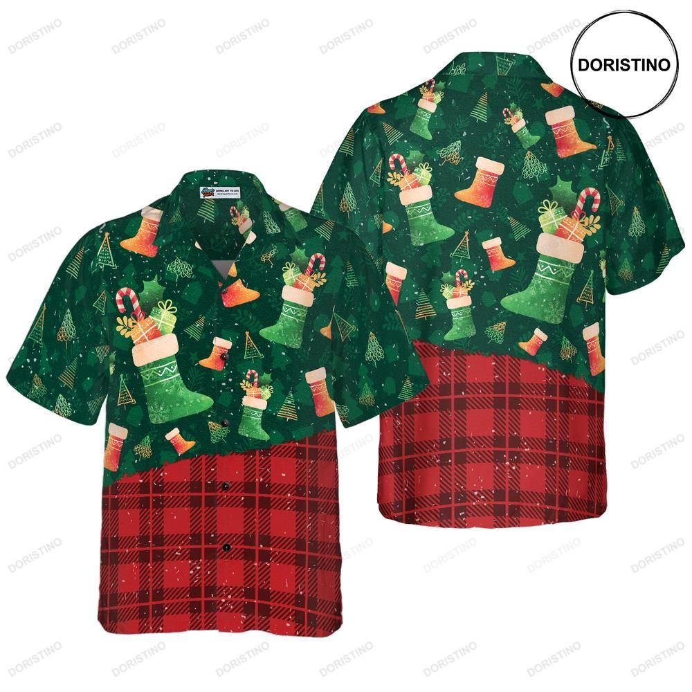 Hyperfavor Christmas For Men And Women Christmas Socks Pattern Button Awesome Hawaiian Shirt
