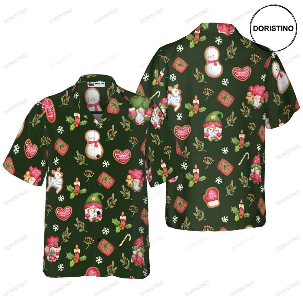 Hyperfavor Christmas For Men And Women Gnome Merry Christmas Button D Awesome Hawaiian Shirt