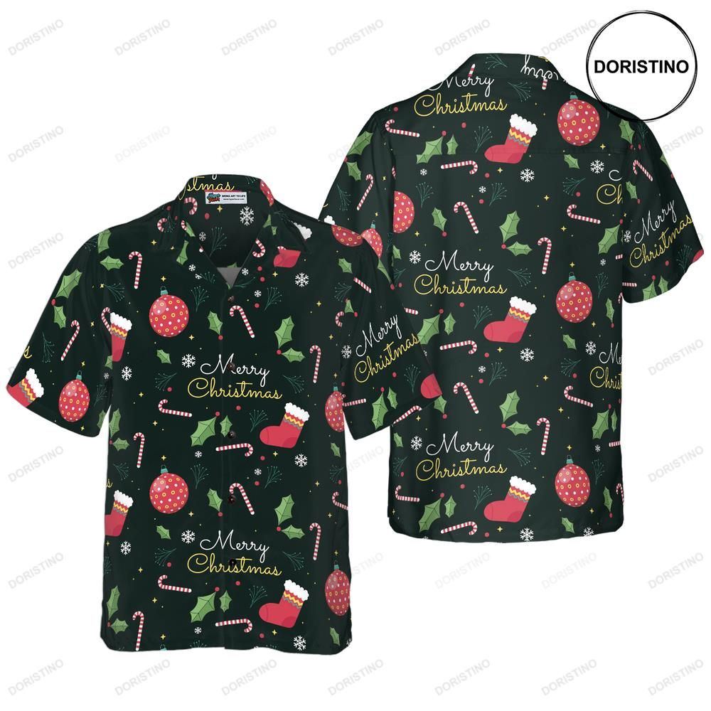 Hyperfavor Christmas Merry Christmas Pattern Short Sleeve Christmas Idea Limited Edition Hawaiian Shirt