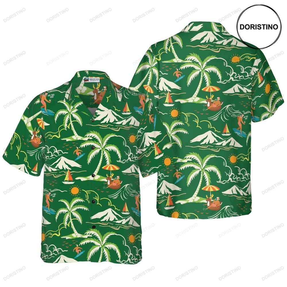 Hyperfavor Christmas Santa Beach Summer Pattern 2 Short Sleeve Christmas Limited Edition Hawaiian Shirt