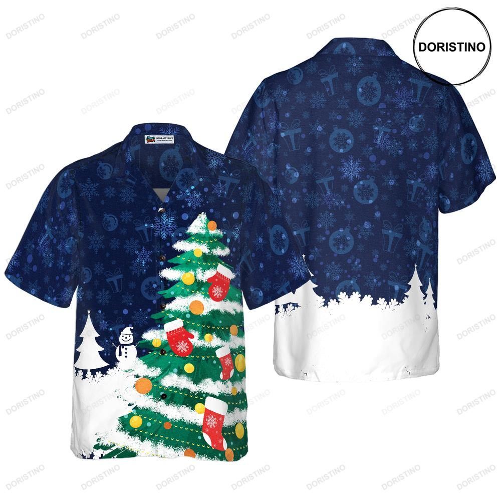 Hyperfavor Christmas Tree Christmas Short Sleeve Button Down For Men And Limited Edition Hawaiian Shirt