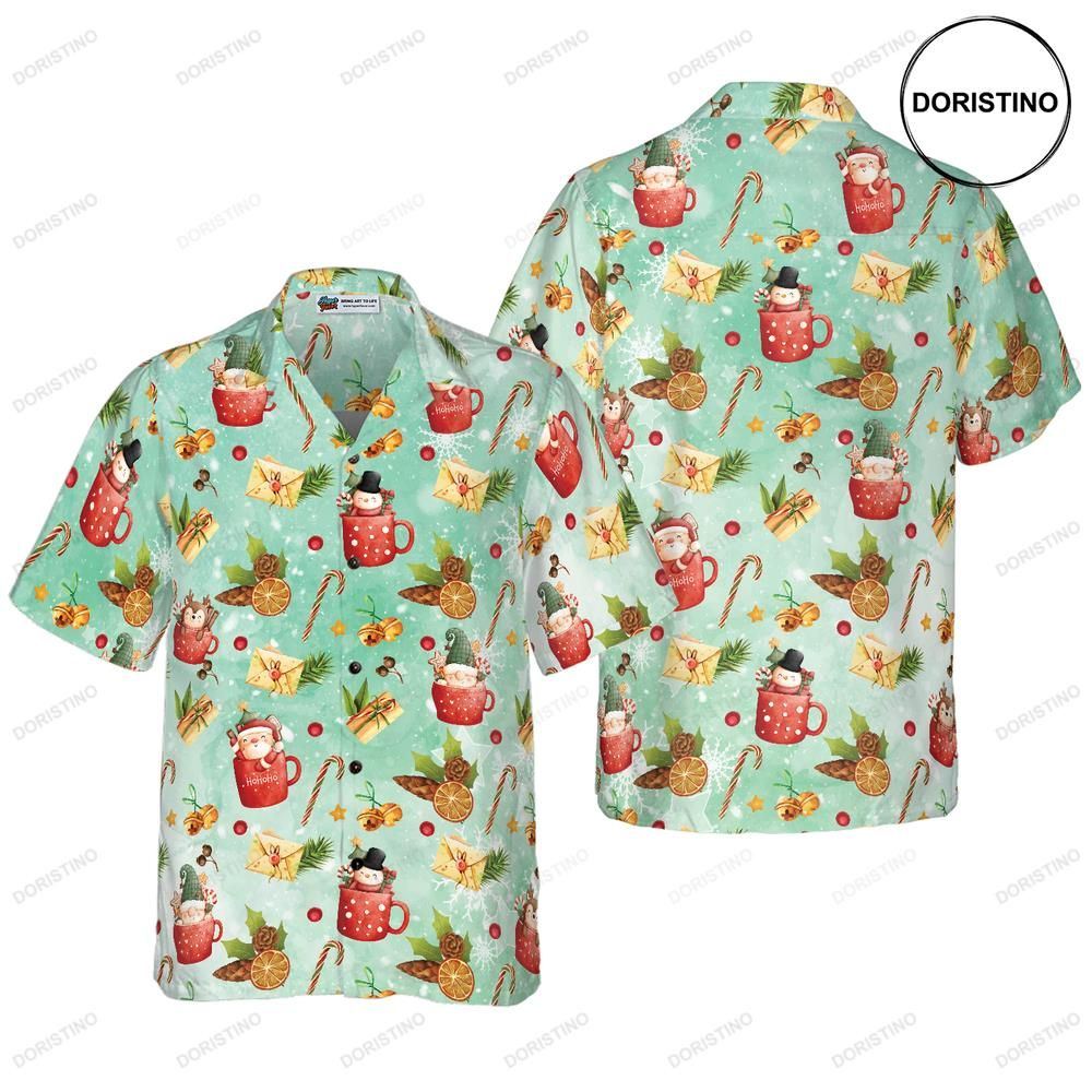 Hyperfavor Santa Christmas Pattern 1 Pattern Christmas Short Sleeve Button Dow Limited Edition Hawaiian Shirt