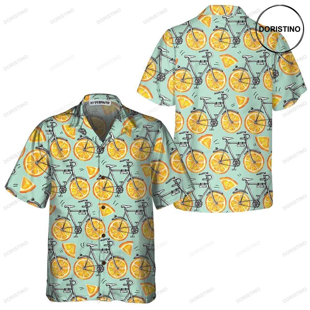 I Love Cycling And Orange Bicycle For Men Women Best Gift For Bikers Hawaiian Shirt