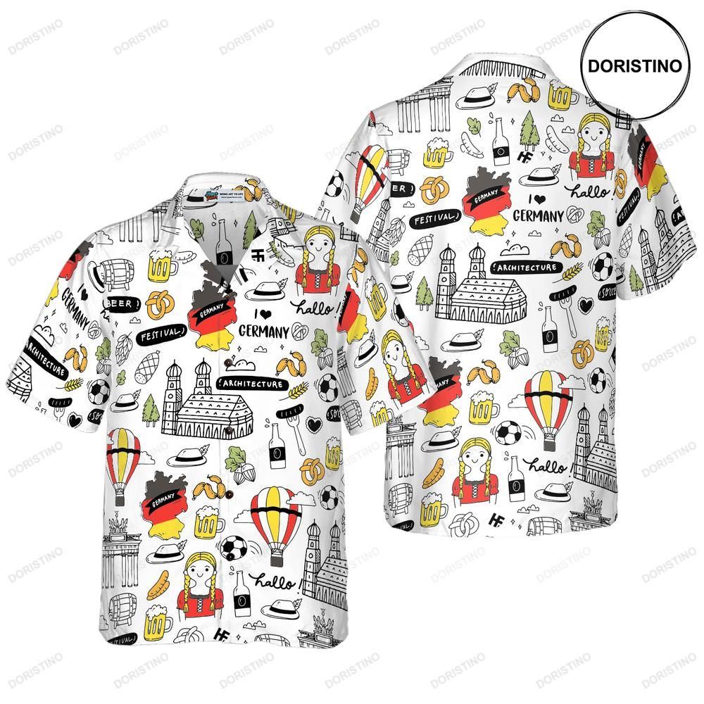 I Love Germany Doodle Awesome Hawaiian Shirt