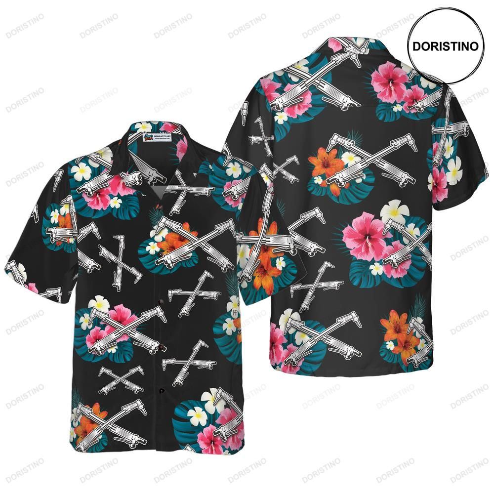 Ironworker Tropical In Black Hawaiian Shirt