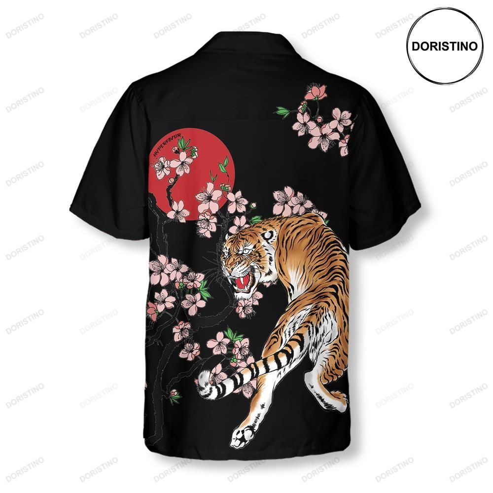 Japanese Tiger Sakura For Men Hawaiian Shirt