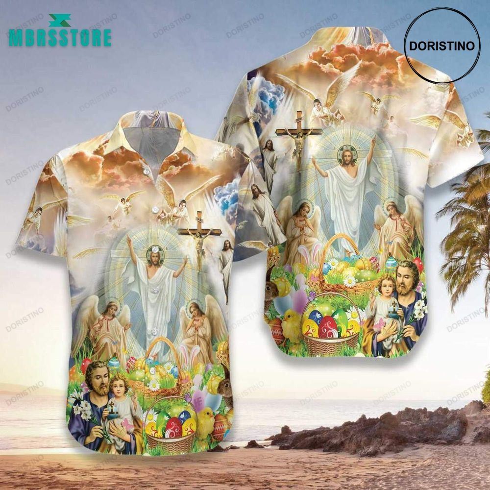 Jesus Happy Easter Lover Short Christi Button Down Jesus Vintage Beach Hawaiian Shirt