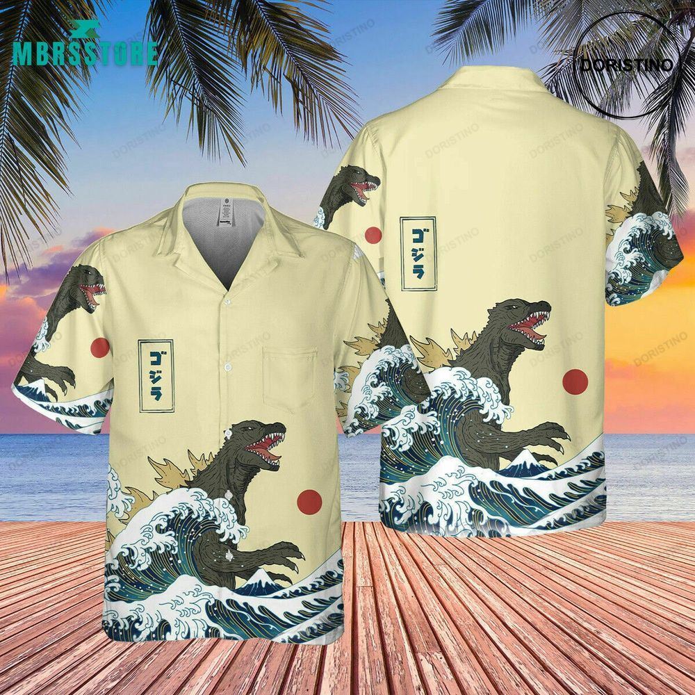 King Of Monster Godzilla Japanese Gojira Aloha Vintage Short Sleeve Limited Edition Hawaiian Shirt