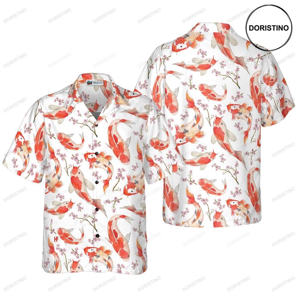 Koi Fish And Cherry Blossom Hawaiian Shirt