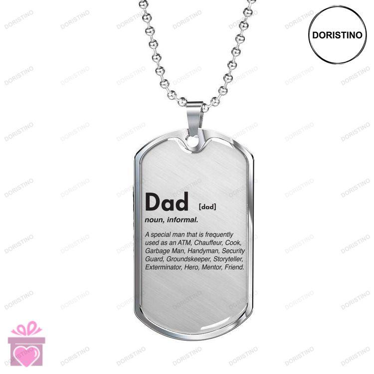 Dad Dog Tag Custom Picture Fathers Day Dad Definition Dog Tag Necklace For Men Doristino Limited Edition Necklace