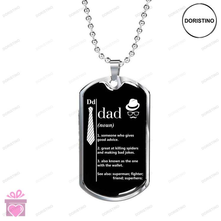 Dad Dog Tag Custom Picture Fathers Day Dad Definition Dog Tag Necklace Gift For Dad Doristino Trending Necklace