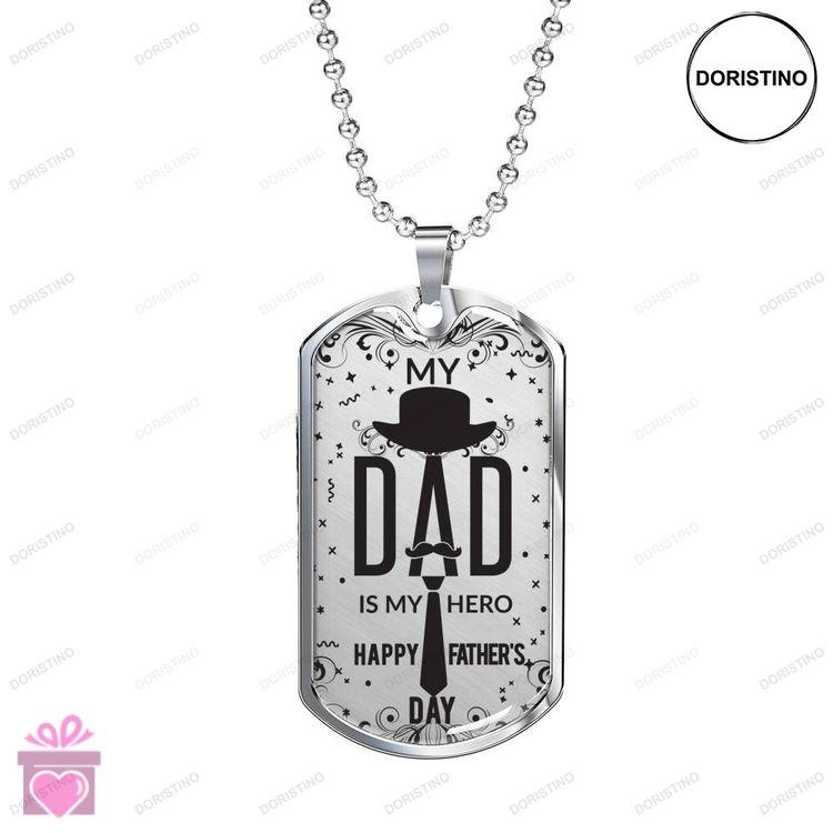 Dad Dog Tag Custom Picture Fathers Day Dad Is My Hero Dog Tag Necklace For Dad Doristino Trending Necklace