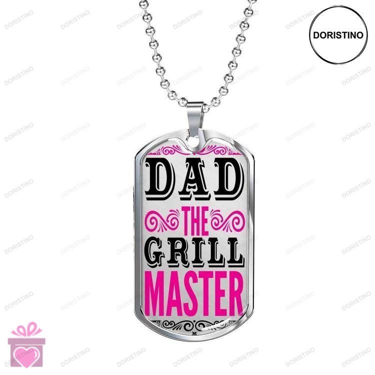 Dad Dog Tag Custom Picture Fathers Day Dad The Grill Master Of Sons Life Dog Tag Necklace For Dad Doristino Trending Necklace
