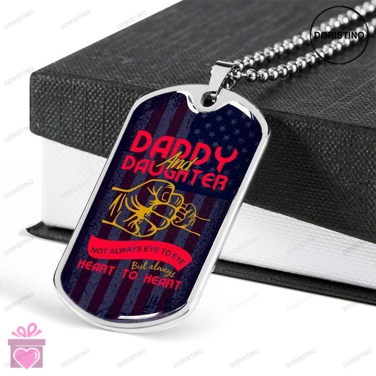 Dad Dog Tag Custom Picture Fathers Day Daddy And Daughter Always Heart To Heart Dog Tag Necklace For Doristino Awesome Necklace