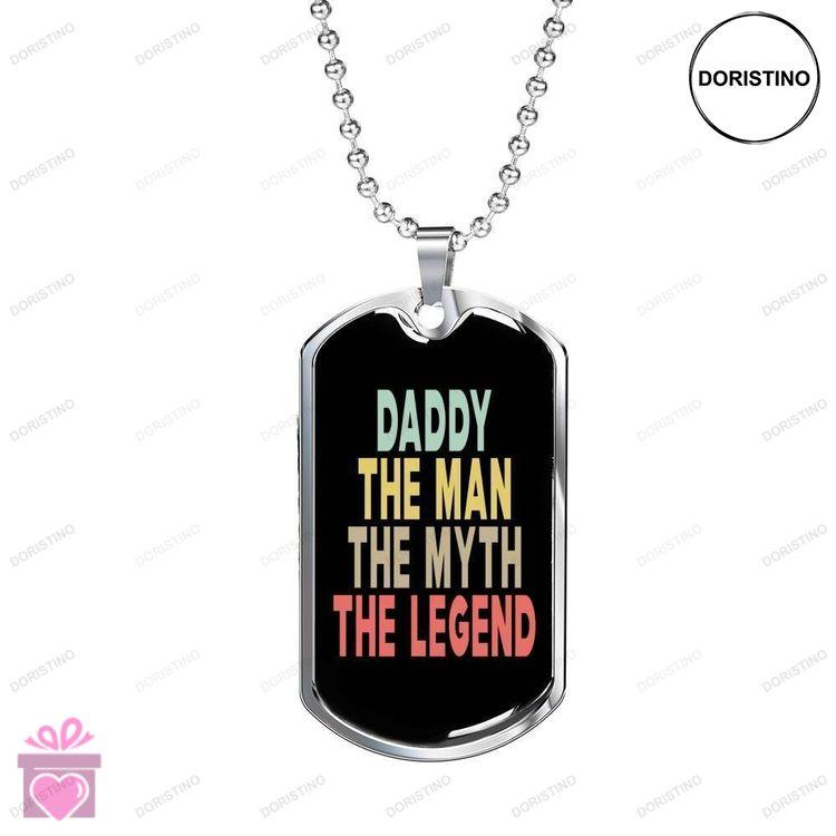 Dad Dog Tag Custom Picture Fathers Day Daddy The Man The Myth The Legend Dog Tag Necklace For Dad Doristino Limited Edition Necklace