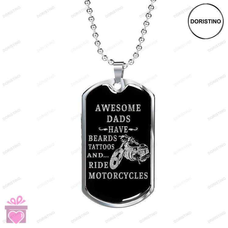 Dad Dog Tag Custom Picture Fathers Day Dads Beards Motorcycles Dog Tag Necklace For Men Doristino Awesome Necklace
