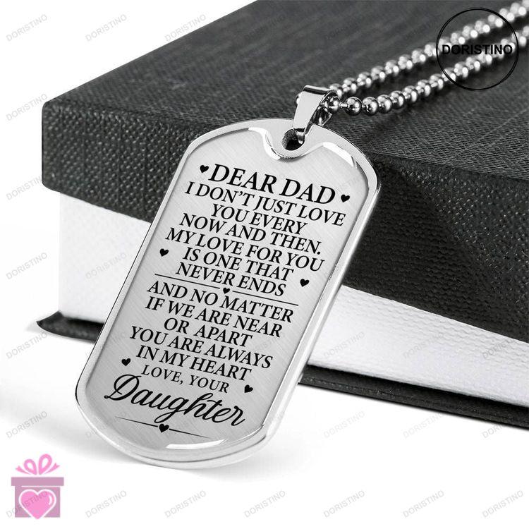 Dad Dog Tag Custom Picture Fathers Day Dear Dad Always In My Heart Dog Tag Necklace Custom Engraved Doristino Awesome Necklace
