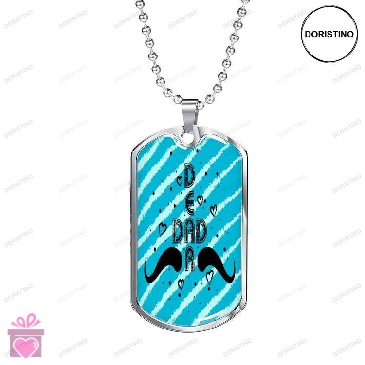 Dad Dog Tag Custom Picture Fathers Day Dear Dad Blue Stripes Dog Tag Necklace For Men Doristino Awesome Necklace