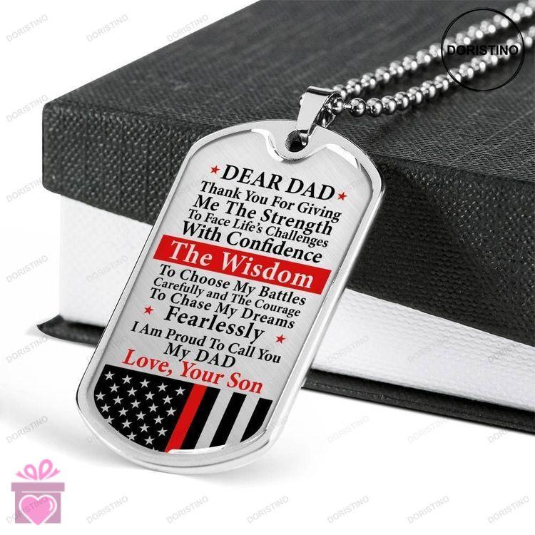 Dad Dog Tag Custom Picture Fathers Day Dog Tag Firefighter Dad Proud To Call You Dad Dog Tag Necklac Doristino Trending Necklace