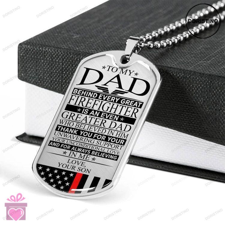 Dad Dog Tag Custom Picture Fathers Day Dog Tag Firefighters Dad Unconditional Love Dog Tag Necklace Doristino Awesome Necklace