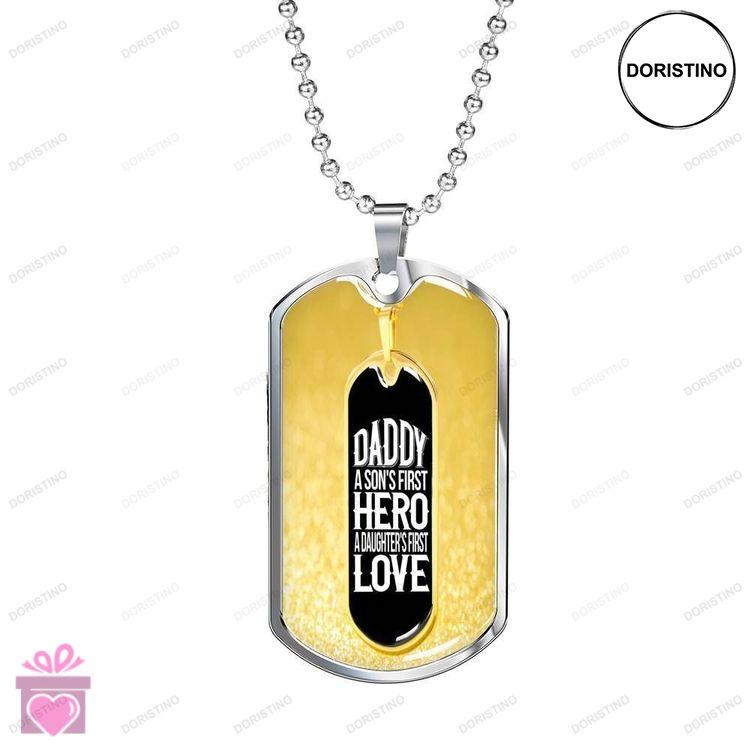 Dad Dog Tag Custom Picture Fathers Day Dog Tag For Dad Daddy Is A Hero Dog Tag Necklace Doristino Awesome Necklace