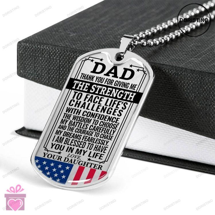 Dad Dog Tag Custom Picture Fathers Day Dog Tag For Dad Dog Tag Necklace Thank For Giving Me Strength Doristino Awesome Necklace